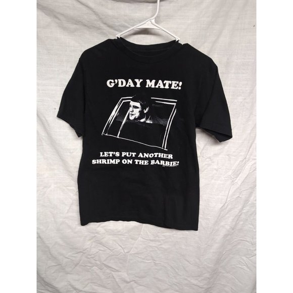 Dumb And Dumber Black Graphic T Shirt Size M G'Day Mate Shrimp On The Barbie - Picture 1 of 4